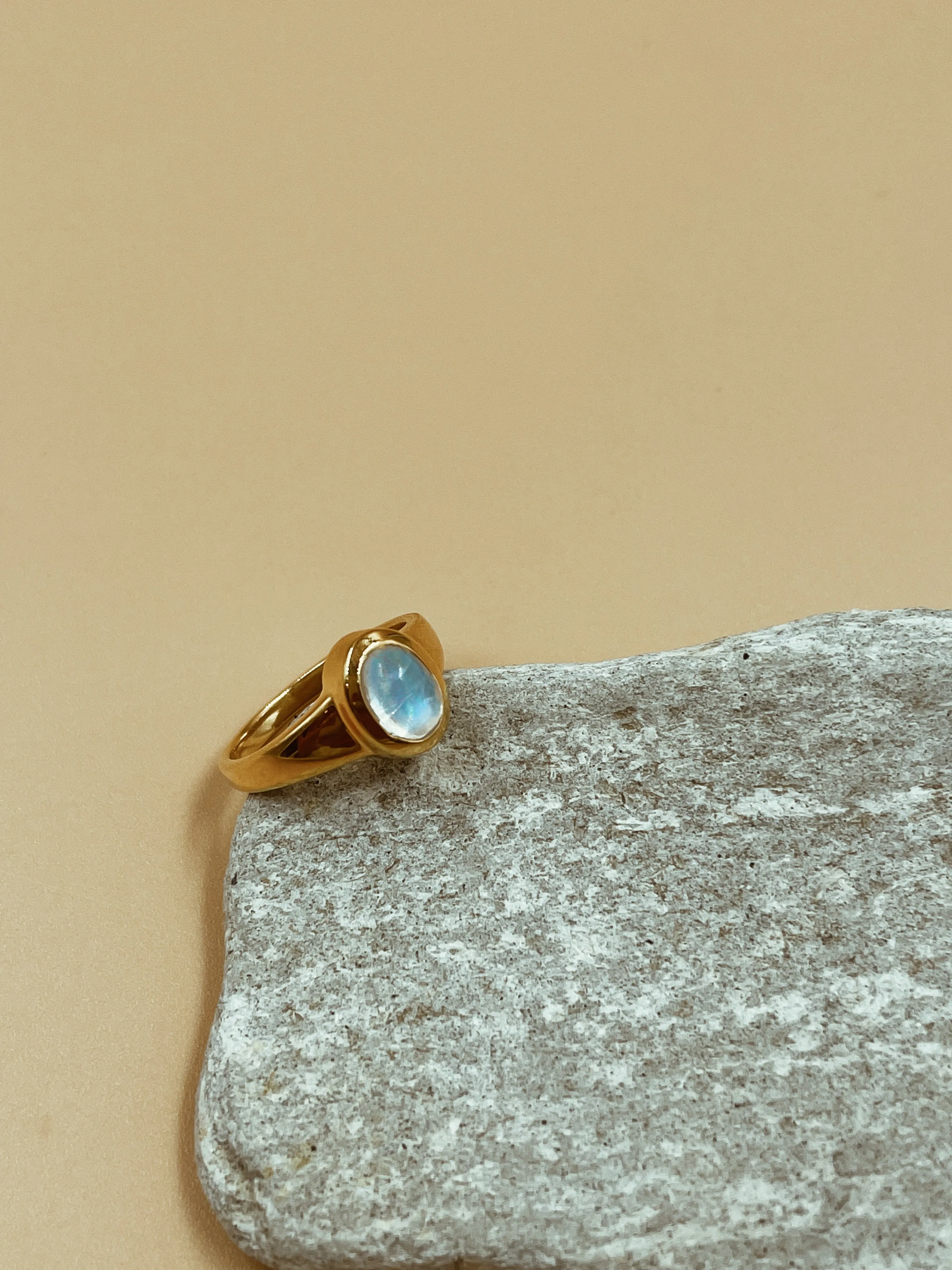 Glow Moonstone Signet Ring | 18kt Solid Gold