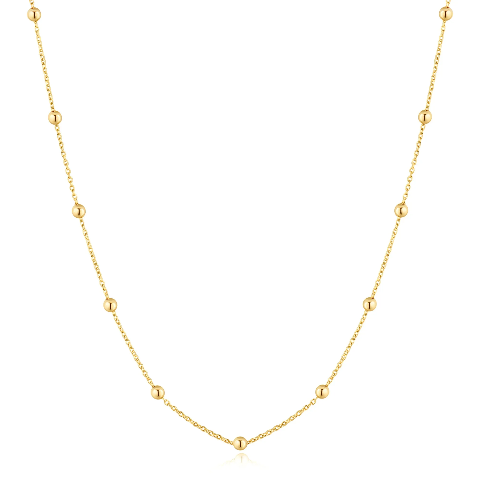 Gold Beaded Chain Necklace