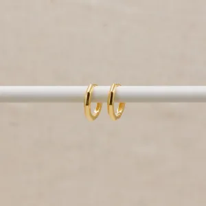 Gold Bevelled Huggie Hoops