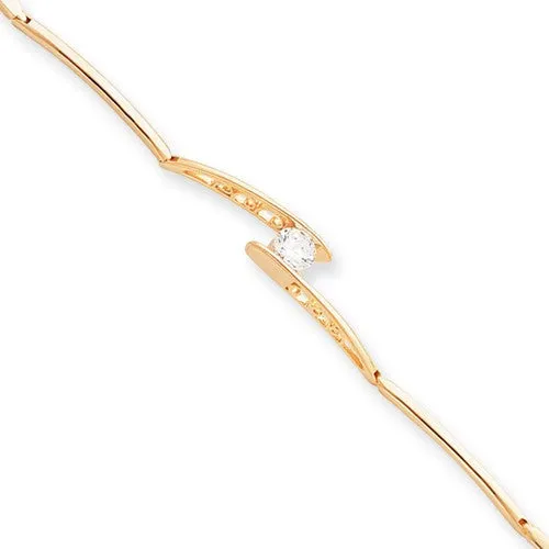 Gold Plated Cz Solitaire Bracelet