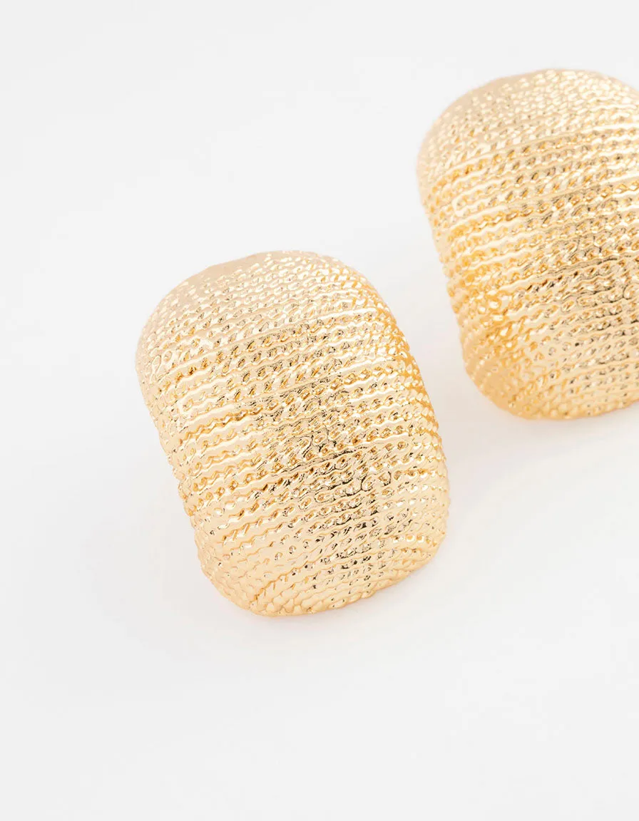 Gold Plated Textured Bold Stud Earrings