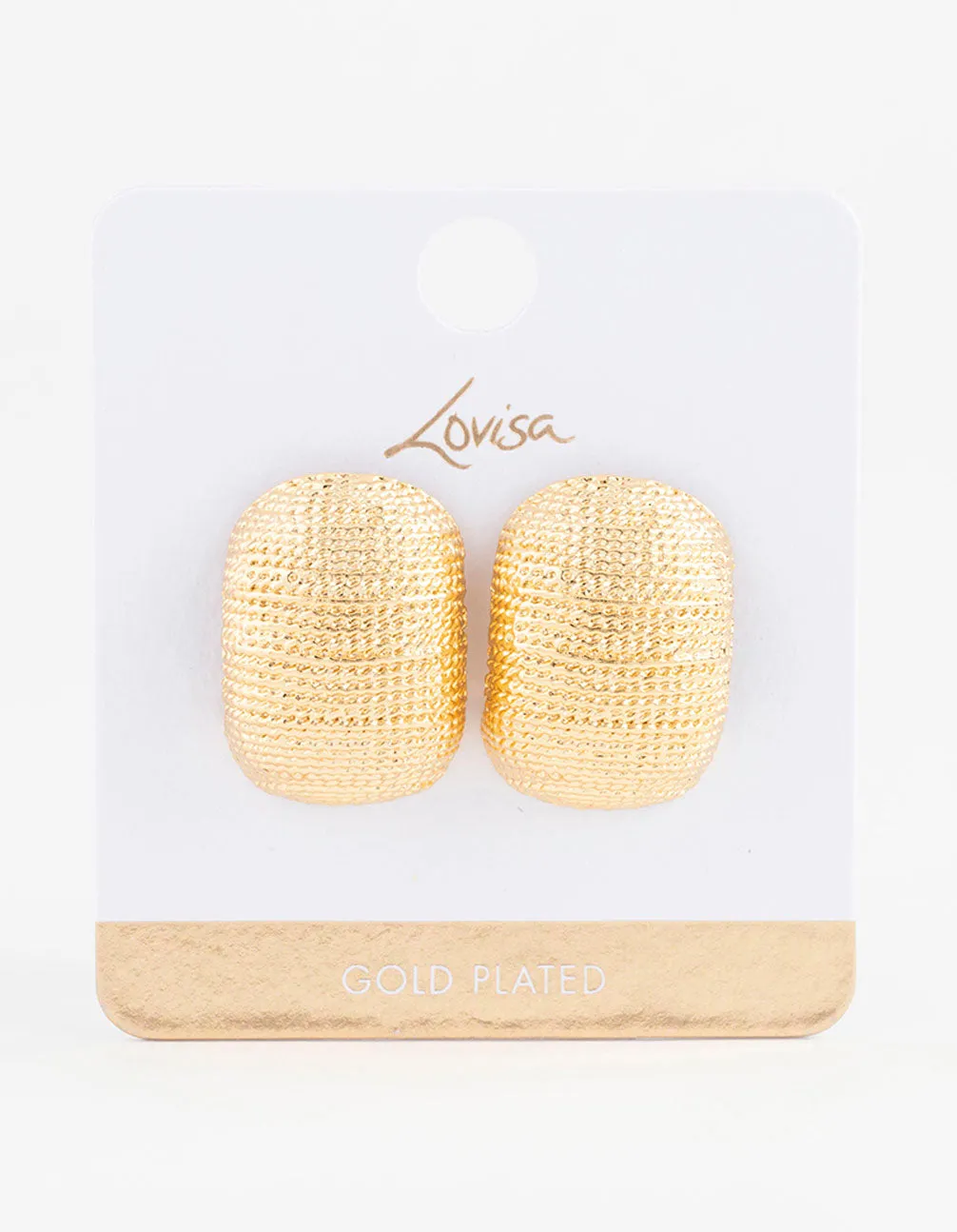 Gold Plated Textured Bold Stud Earrings