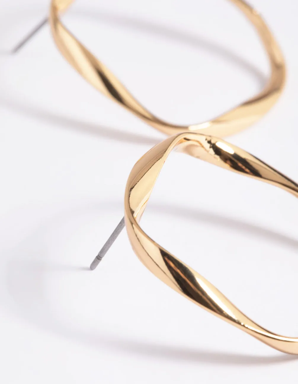 Gold Plated Twisted Square Hoop Earrings