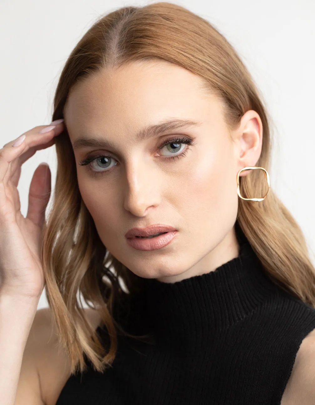 Gold Plated Twisted Square Hoop Earrings