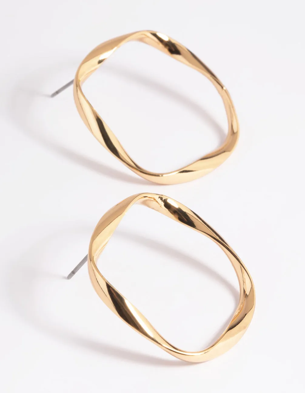 Gold Plated Twisted Square Hoop Earrings