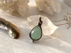 Green Chalcedony Ari Dot Pendant - Teardrop