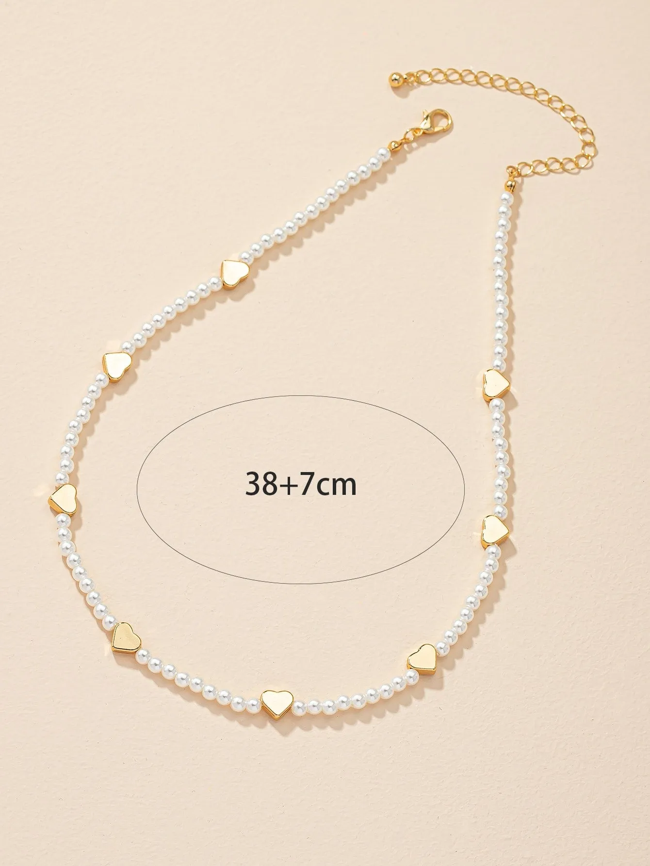 Heart & Faux Pearl Decor Necklace Jewelry for Women Gift for Her Necklace