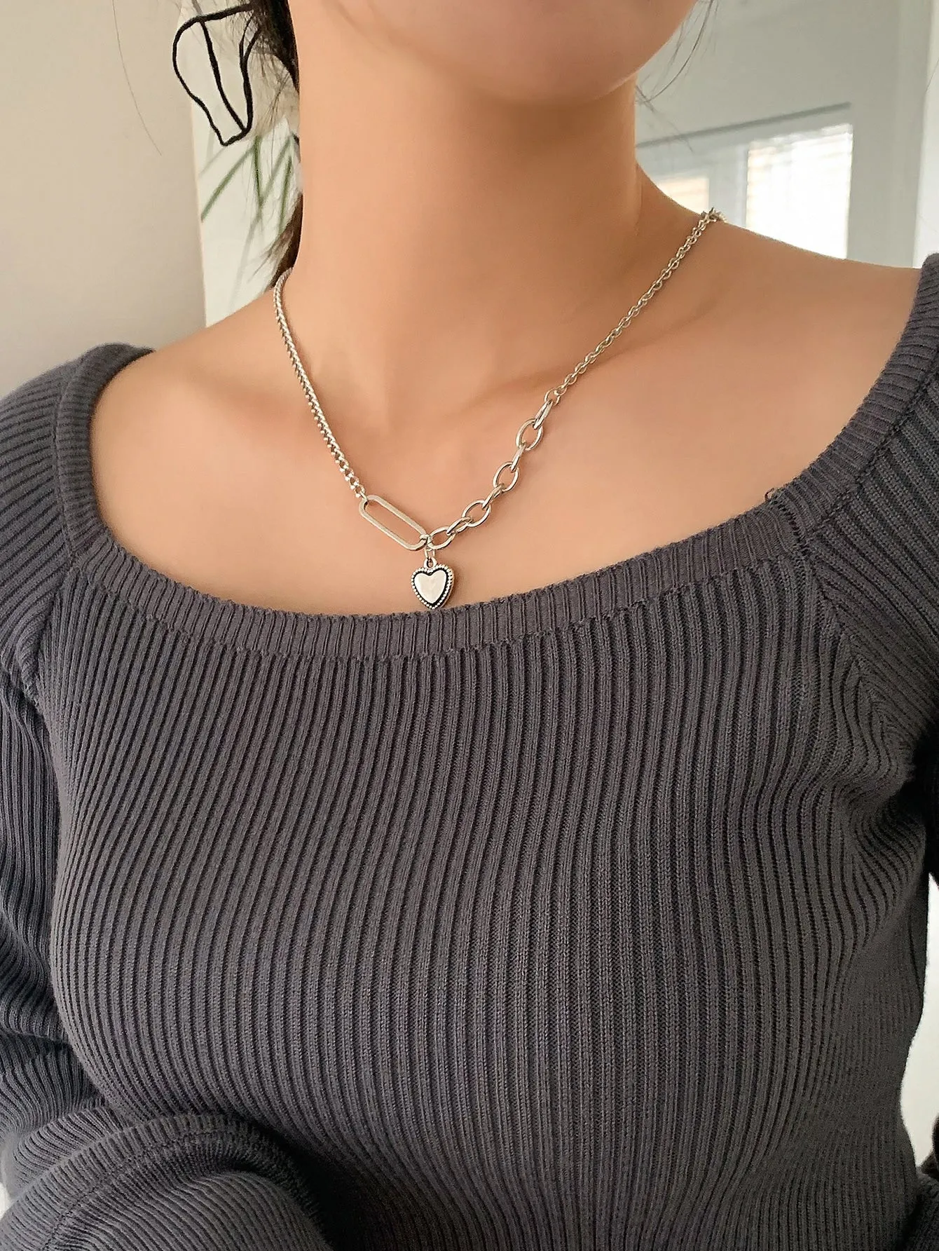 Heart Chain Charm Necklace Jewelry for Women Gift for Her Necklace Accessories