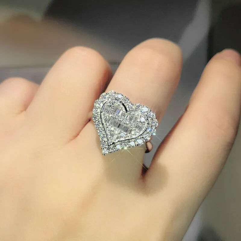 Heart Shaped Created White Sapphire Cocktail Ring