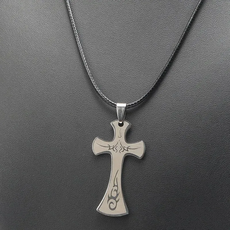 Hot-Selling Stainless Steel Necklace Bat Six-Pointed Star Cross Titanium Steel Necklaces for Men and Women Pendant Jewelry Gifts