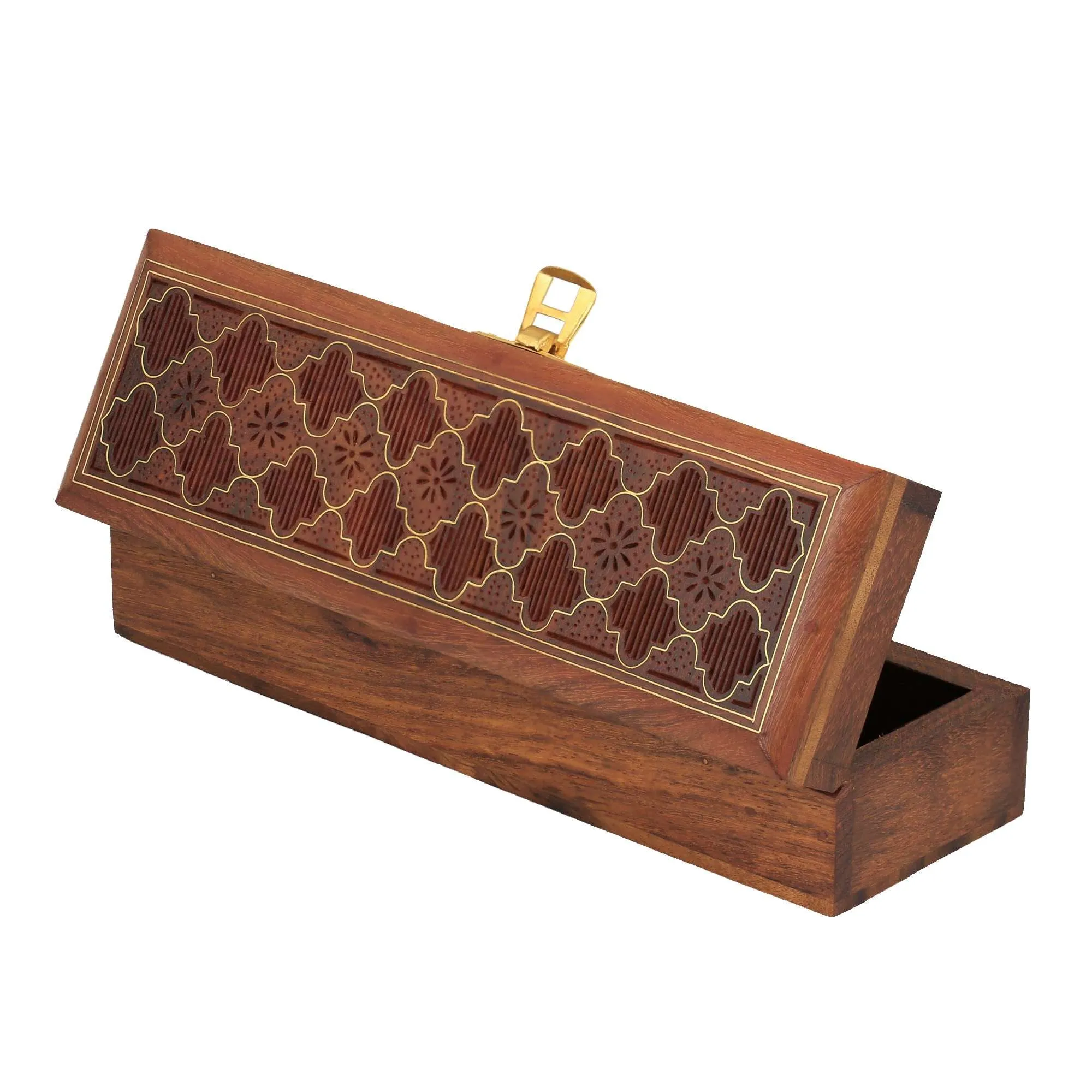 Indian Jewelry Holder - 8 x 2.5 x 2 Inch Small Wood Box - Jewelry Boxes for Bracelet - Present for Her