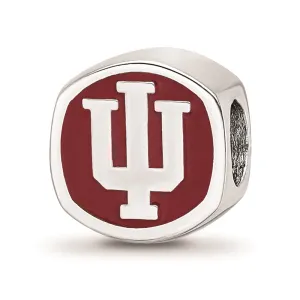 Indiana University Block Iu Cushion Shaped Logo Bea in Sterling Silver