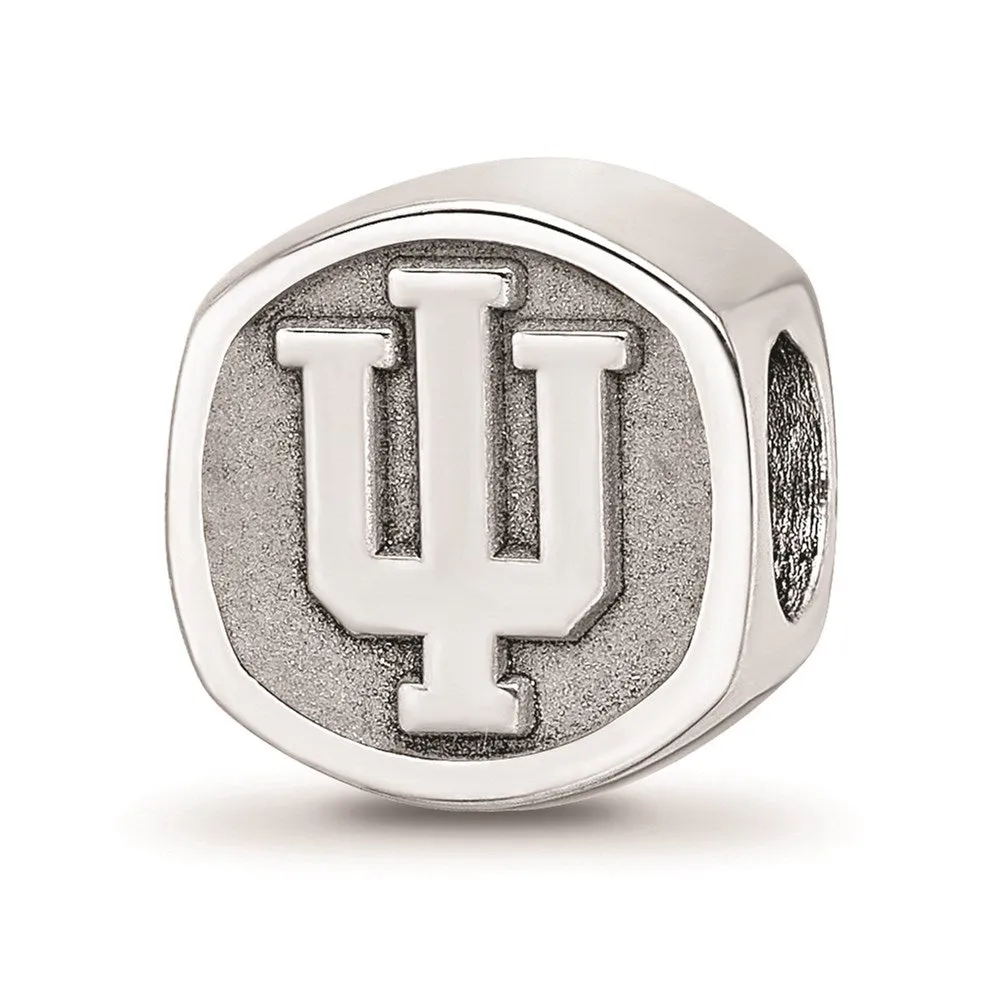 Indiana University Block Iu Cushion Shaped Logo Bea in Sterling Silver