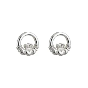 Kids Sterling Silver Claddagh Stud Earrings