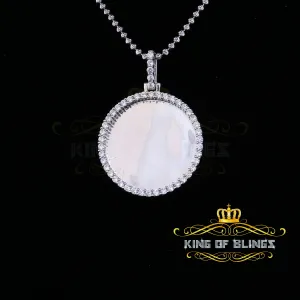 King Of Bling's Attractive 925 Sterling White Silver Pendant Round with 2.82ct Cubic Zirconia