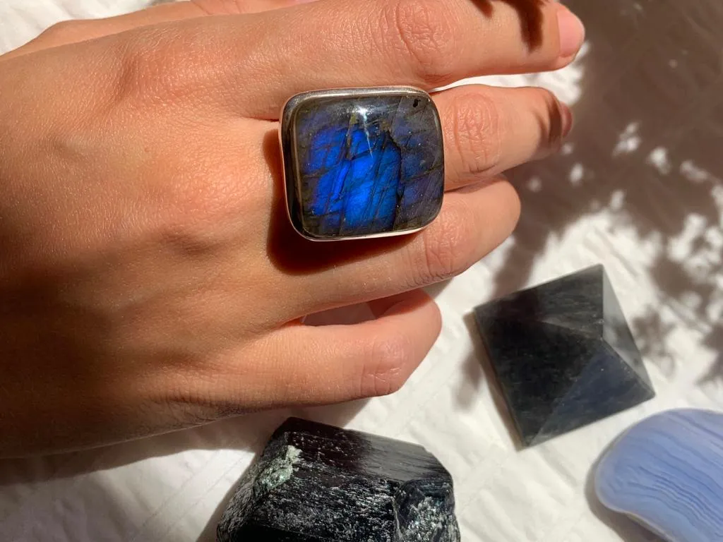 Labradorite Adjustable Ring - Reg. Square