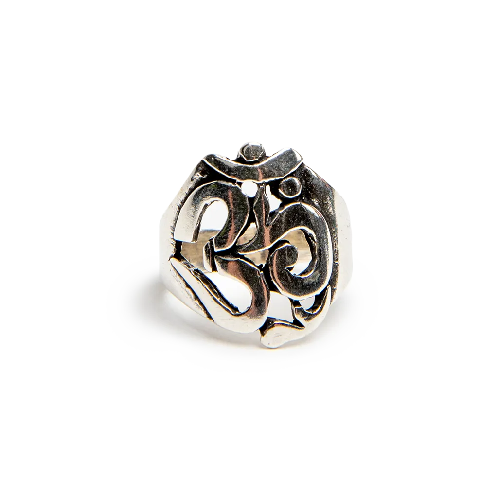 Large Silver Om Symbol Ring