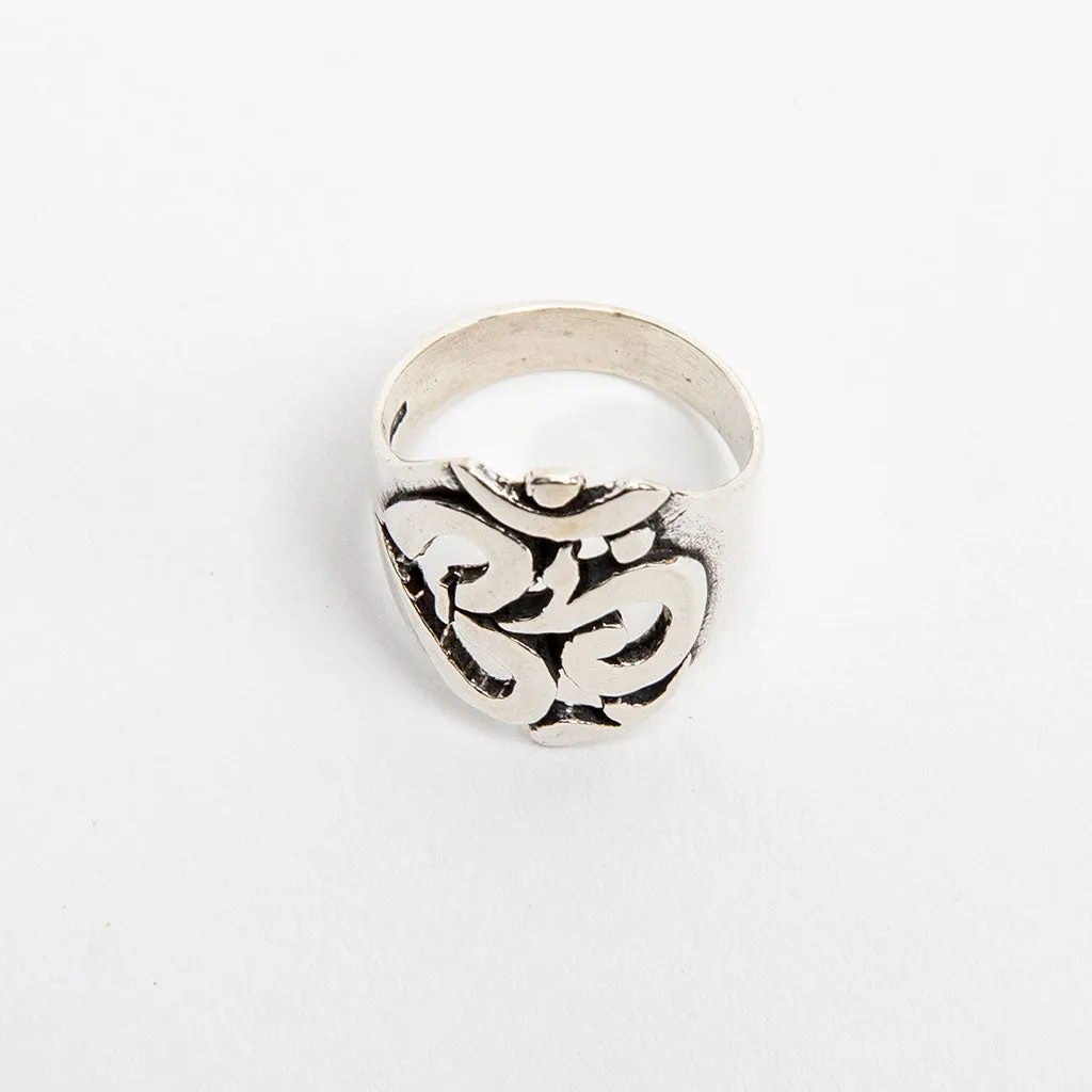 Large Silver Om Symbol Ring