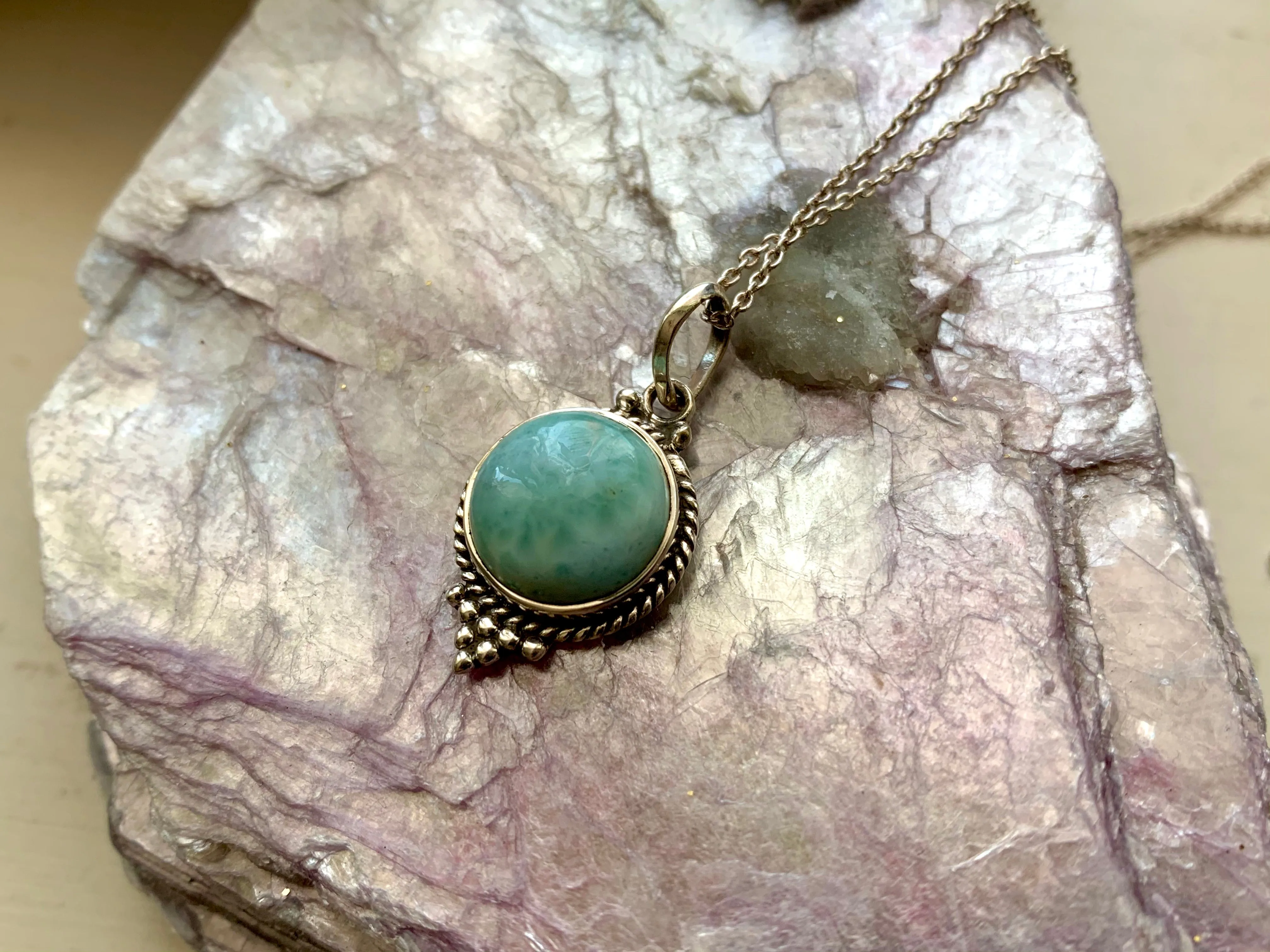 Larimar Cassia Dot Pendant - XSmall Round