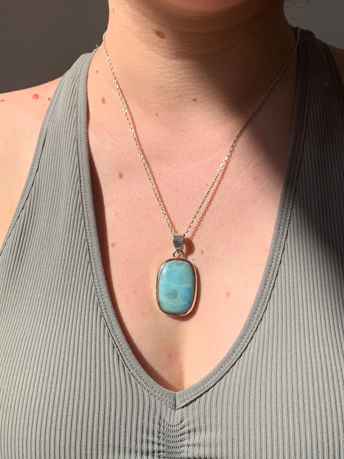 Larimar Naevia Pendant - Reg. Rectangle