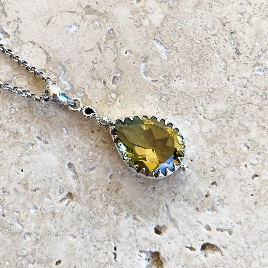 Lemon Quartz Teardrop Gemstone Pendant - Rana