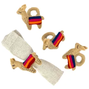 Llama Napkin Rings, Set of Four Tan Global Groove (T)