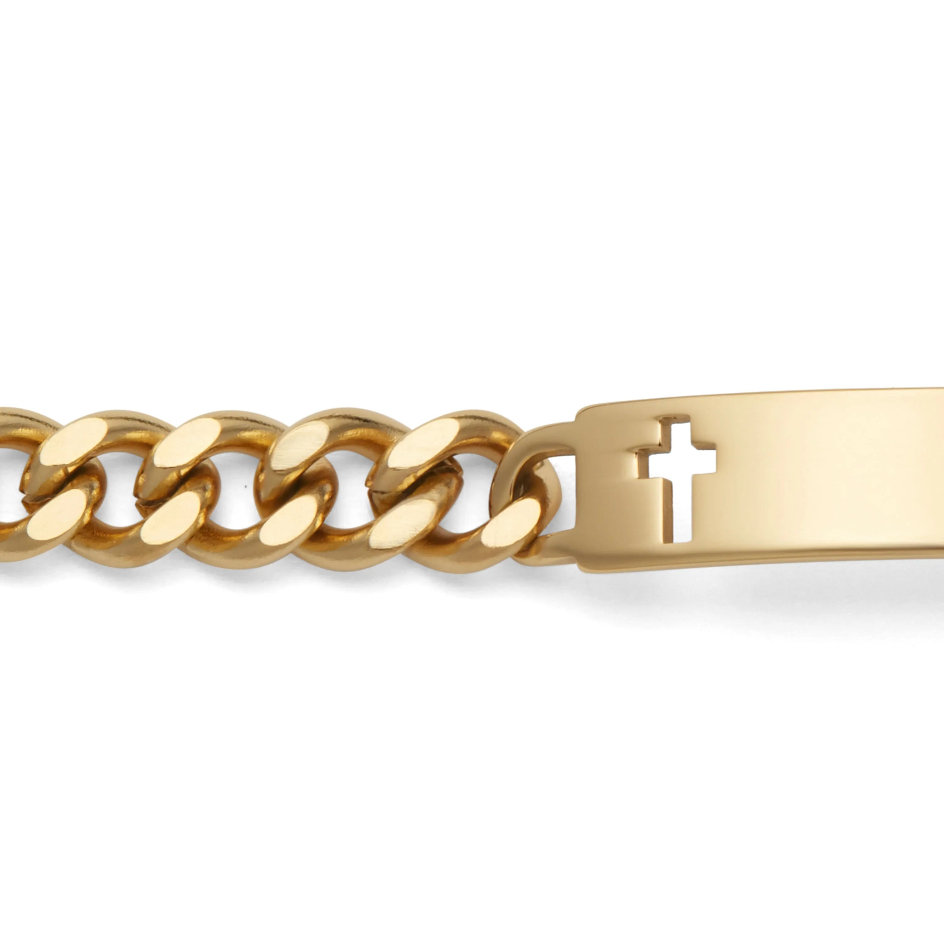 Men's ID Bracelet with Polished Plaque with Cross