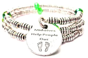 Midwives Help People Out With Footprints Curly Coil Wrap Style Bangle Bracelet