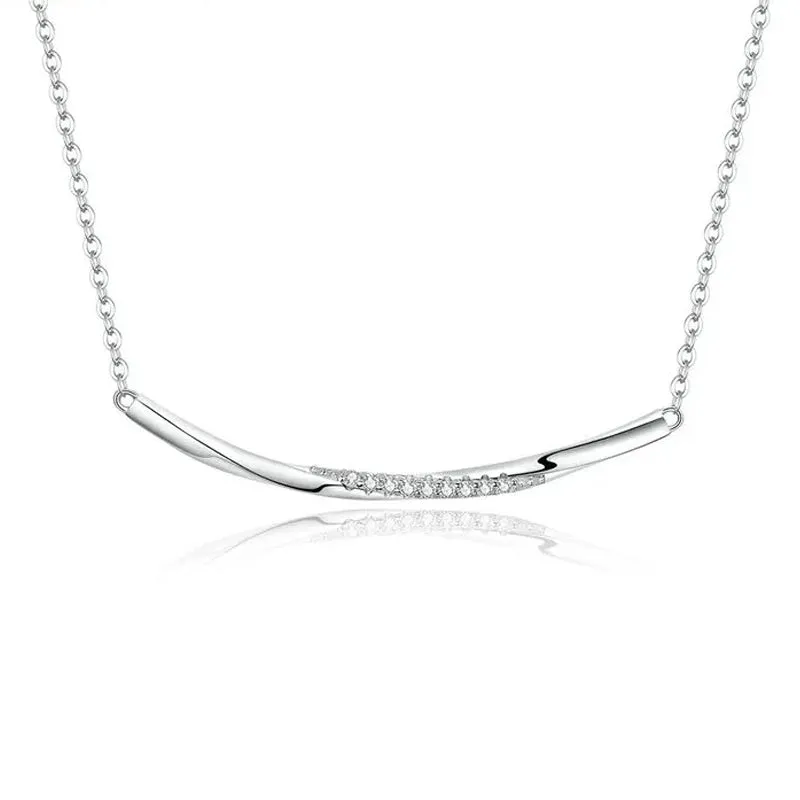 Minimalist Silver 925 Jewelry Clear Wave Clear CZ Choker Necklace for Women Female Fine Jewelry Gifts Accessories