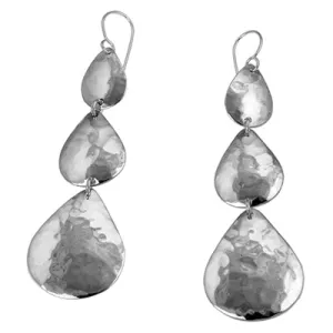 MM M1-2459 11 TRIPLE HAMMERED TEAR DROP EARRINGS