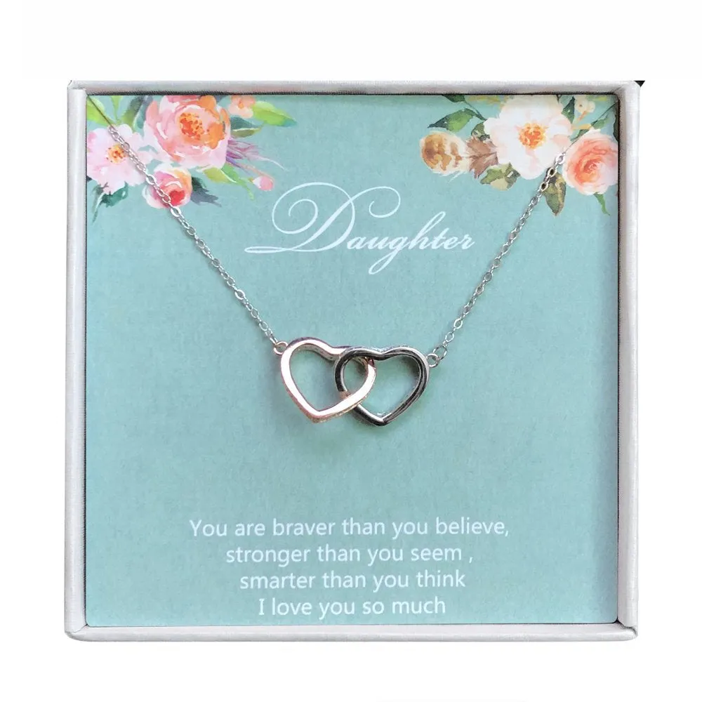 Mother Daughter Greeting Card Sterling Silver Linked Circles Necklace Girls