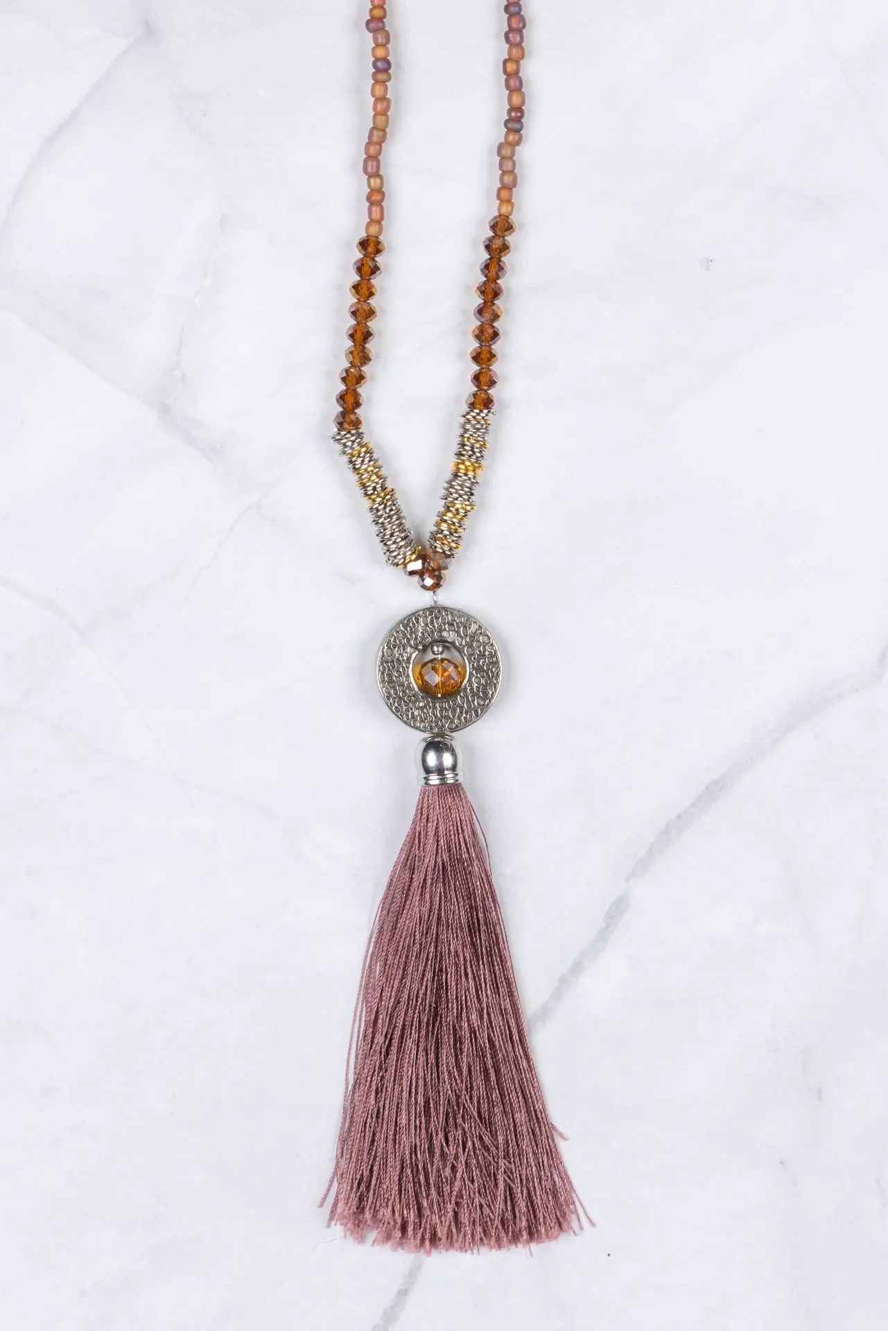 Musk Circle Pendant Tassel Necklace