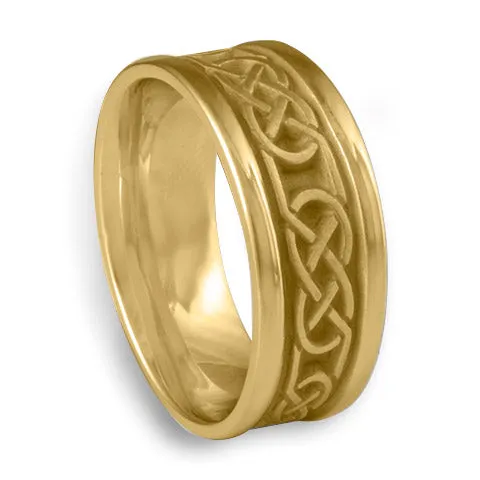 Narrow Self Bordered Love Knot Wedding Ring in 14K Yellow Gold