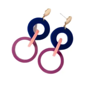 Navy, Pink & Magenta Acrylic Fire Earrings