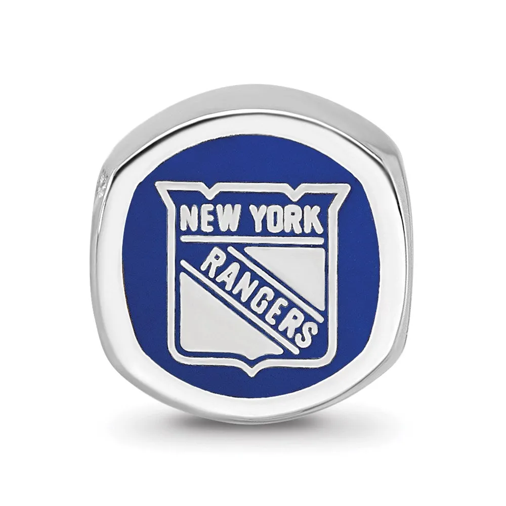 New York Rangers Banner Enamel Charm Bead in Sterling Silver