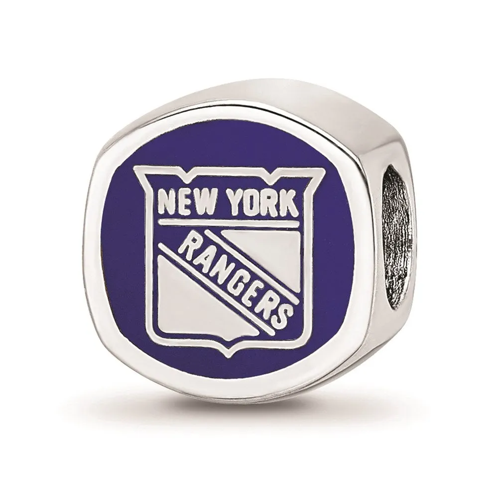 New York Rangers Banner Enamel Charm Bead in Sterling Silver