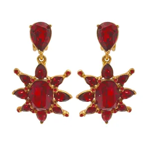 Oscar de la Renta Ruby Red Starburst Clip Earrings - Bold and Elegant Design