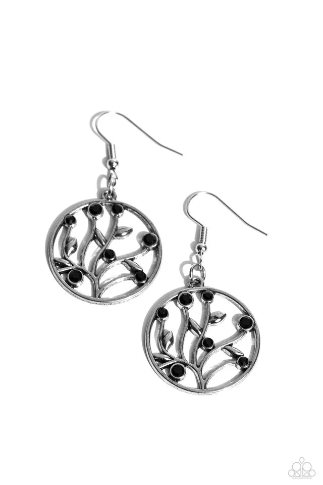 Paparazzi Earring ~ Bedazzlingly Branching - Black