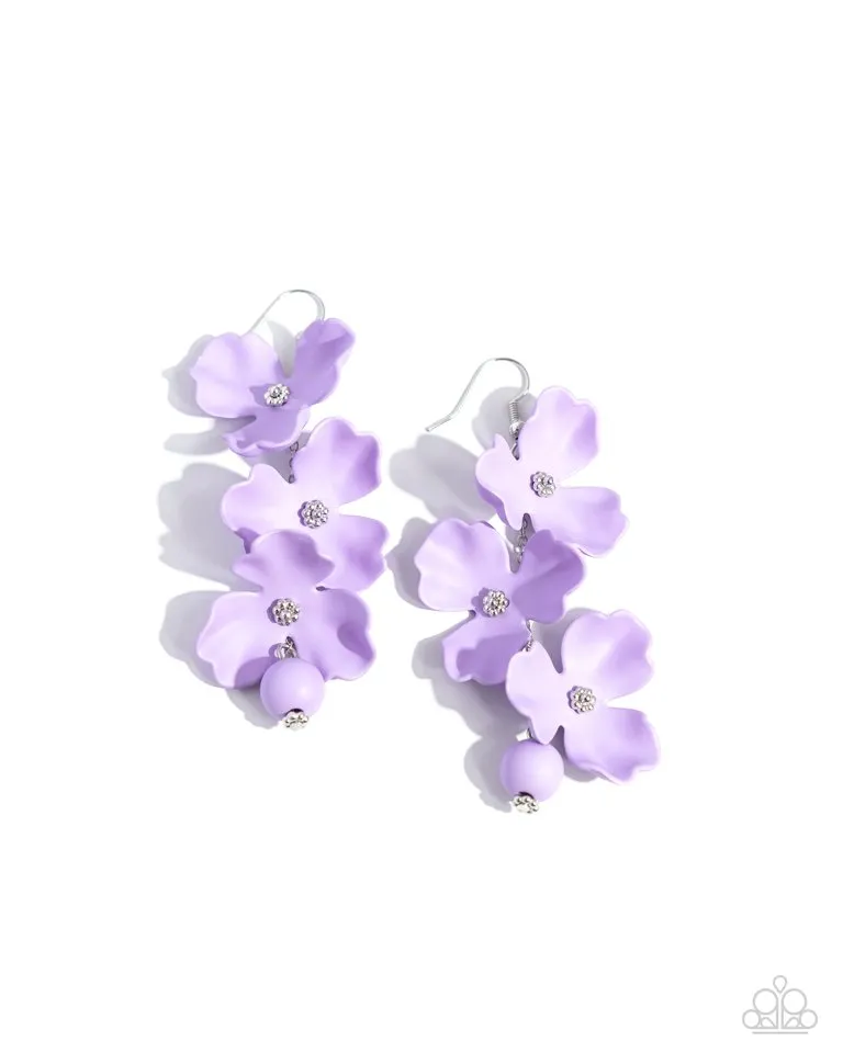 Paparazzi Earring ~ Plentiful Petals - Purple