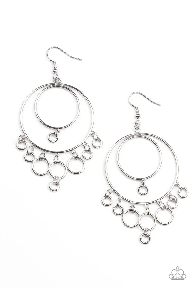 Paparazzi Earring ~ Roundabout Radiance - Silver