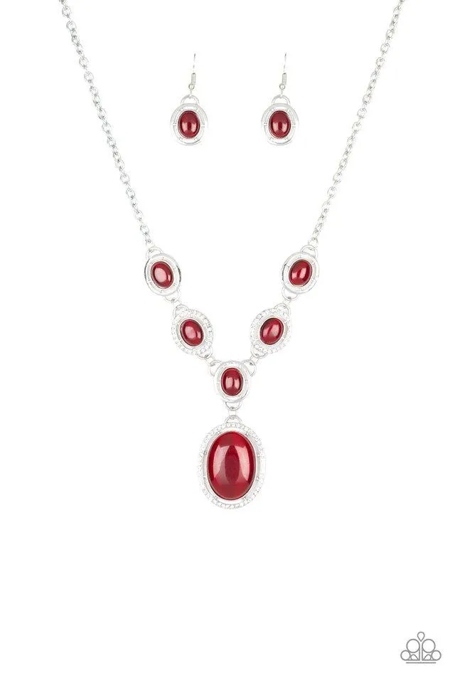 Paparazzi Necklace ~ Metro Medallion - Red