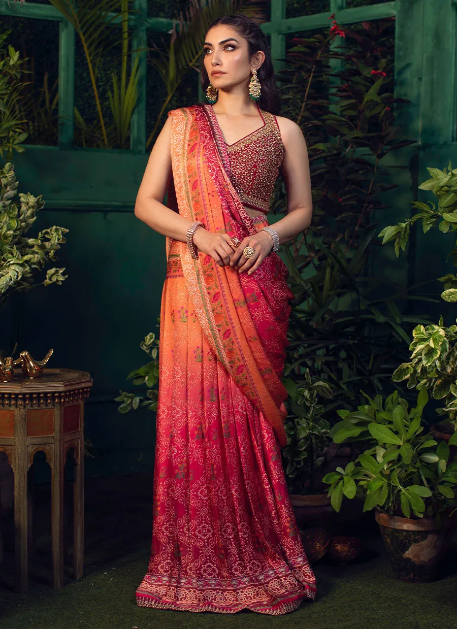 Parisa Draped Ombre Lehenga Saree