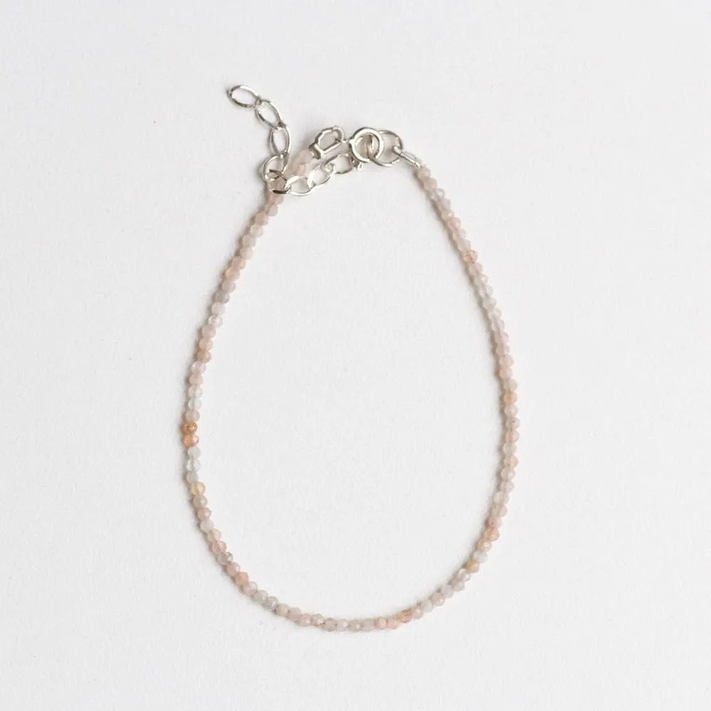 Peach Moonstone Simple Stone Bracelet