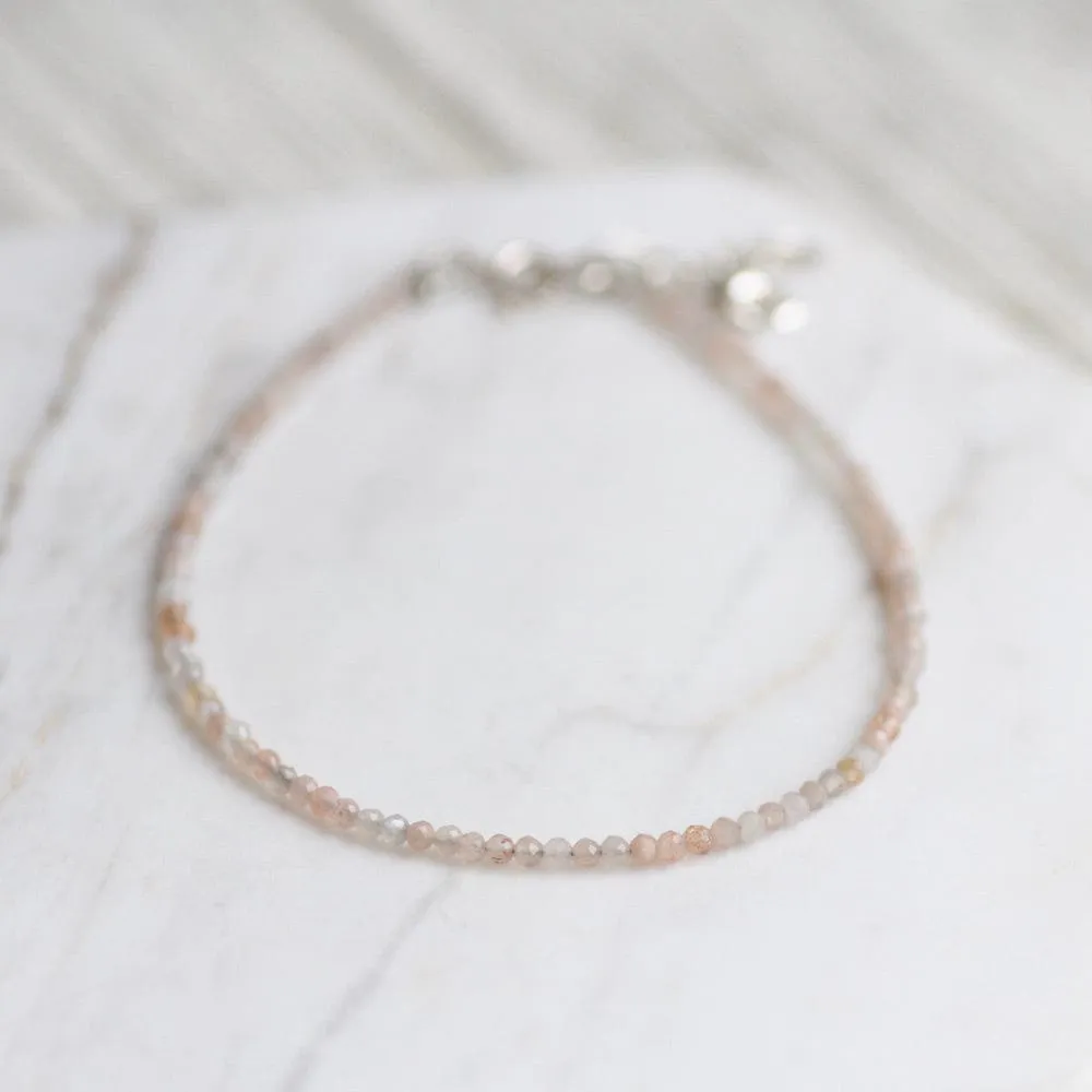 Peach Moonstone Simple Stone Bracelet