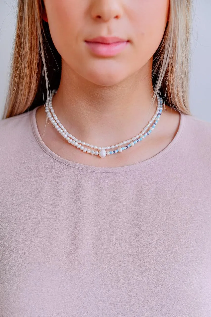 Pearl Necklace | Half Blue