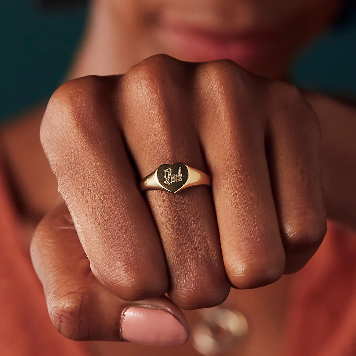 Personalised Engraved Heart Signet Ring