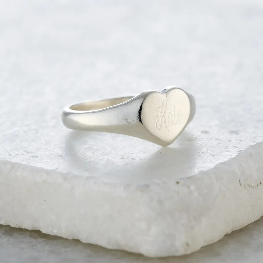 Personalised Engraved Heart Signet Ring