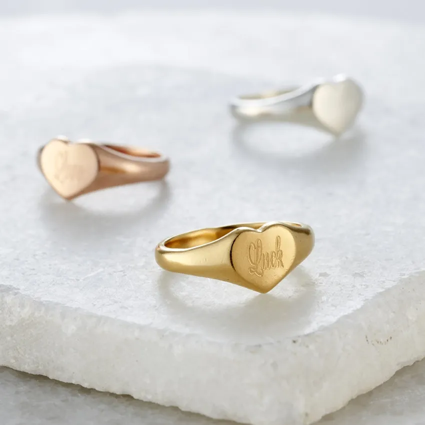 Personalised Engraved Heart Signet Ring