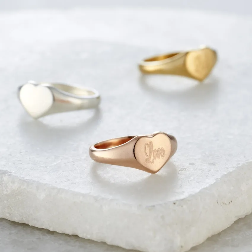 Personalised Engraved Heart Signet Ring