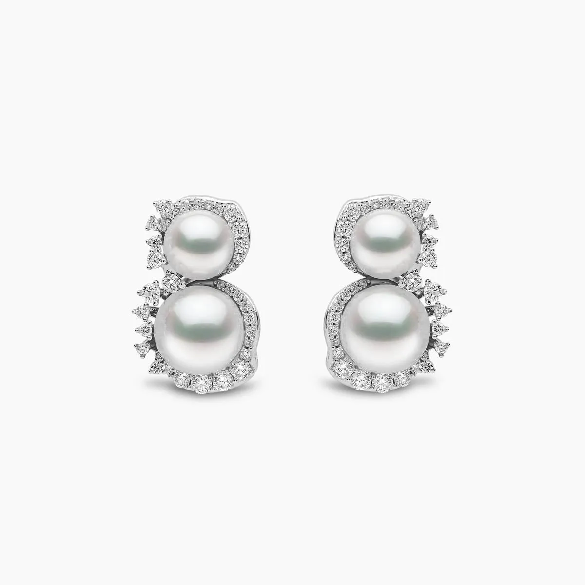 Petal 18K Gold Double Akoya Pearl and Diamond Flourish Earrings